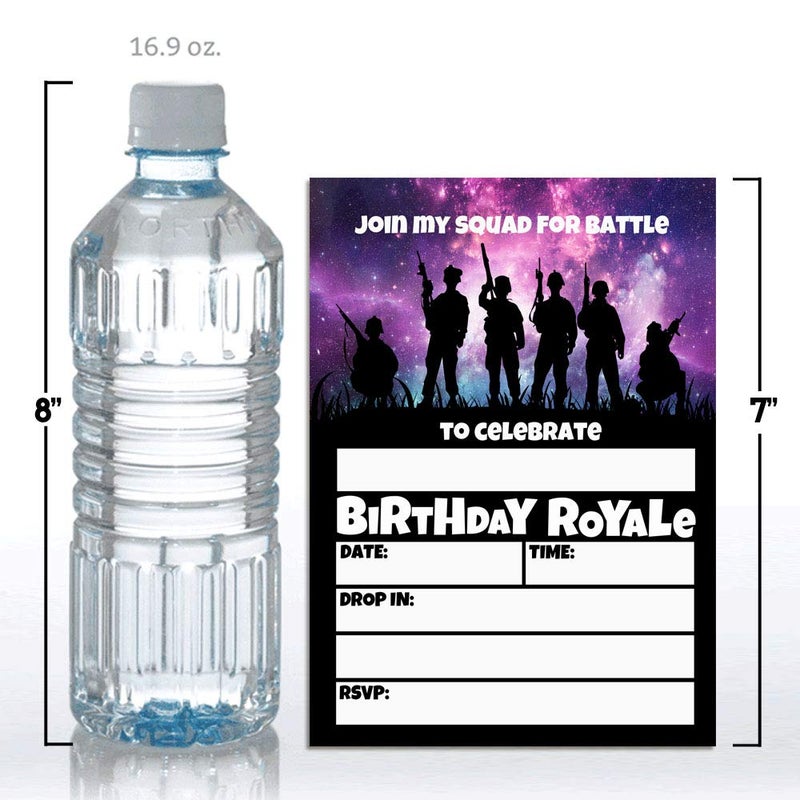 Amanda Creation Galaxy Fort Battle Video Gaming 20 Birthday Party Invitations 5x7 Fill-In Cards with Envelopes, Kids Gamer Party Supplies, Fun Squad Design Birthday Invitations, Made in USA by Amanda Creation - Image 4